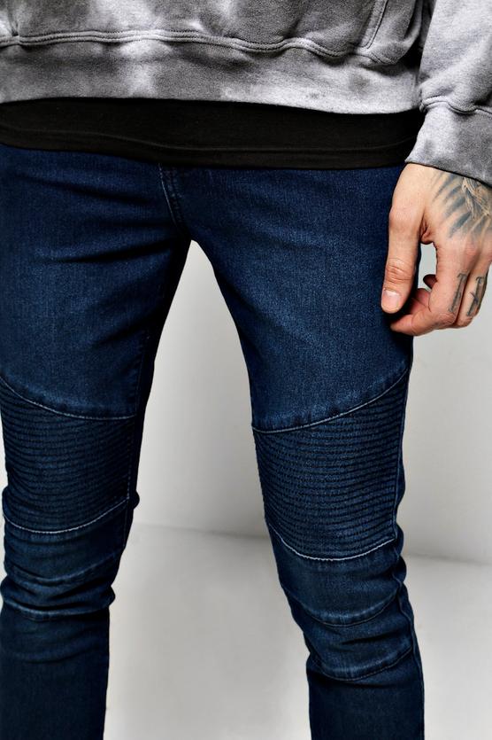 Super Skinny Cuffed Biker Jeans Boohoo